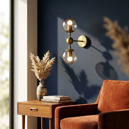 Gold Double Glass Wall Light - 205GWL - Modefinity