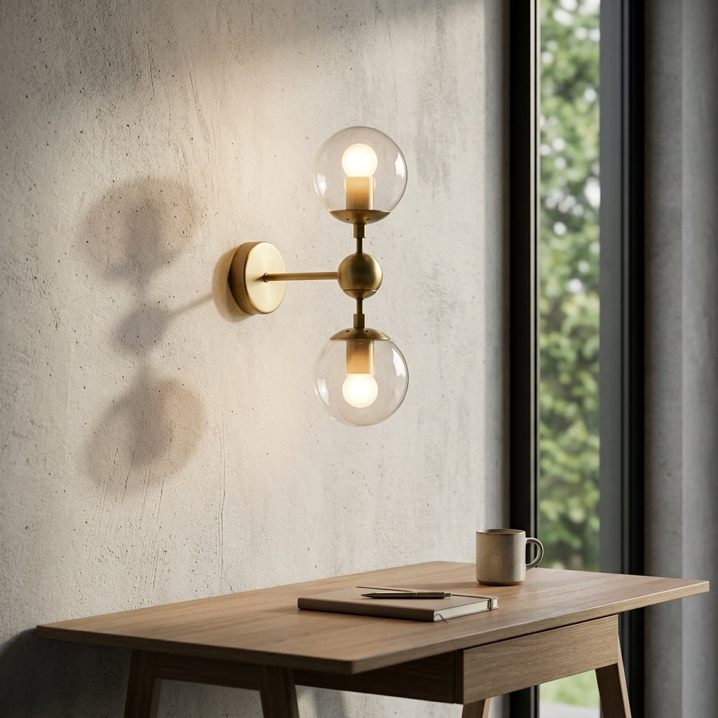 Gold Double Glass Wall Light - 205GWL - Modefinity