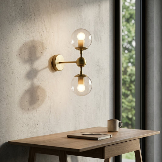 Gold Double Glass Wall Light - 205GWL - Modefinity