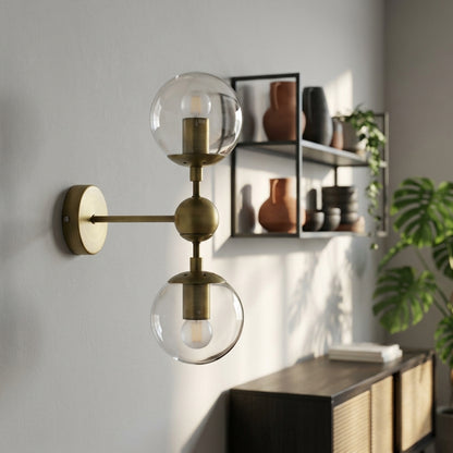 Gold Double Glass Wall Light - 205GWL - Modefinity