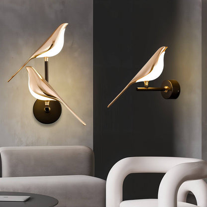 Aplique de pared elegante con forma de pájaro