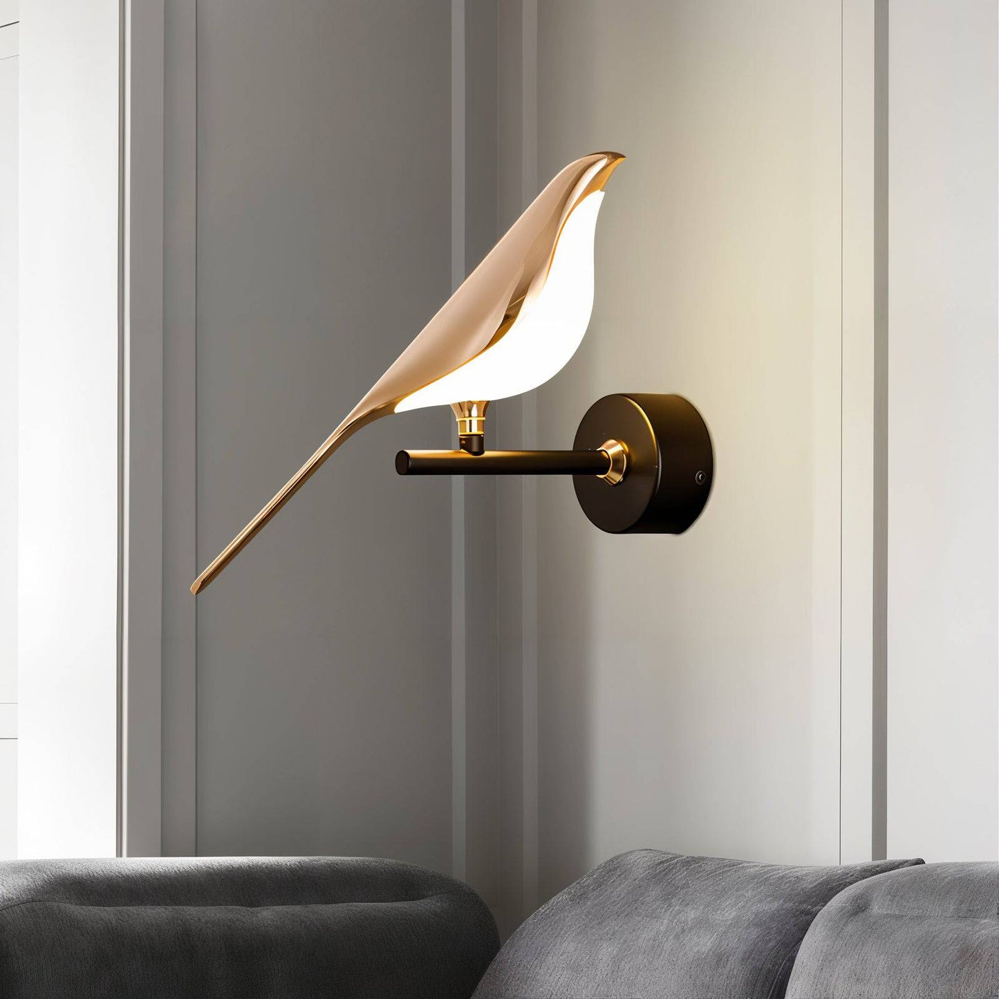 Aplique de pared elegante con forma de pájaro