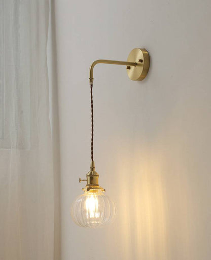 Feather Glass Brass Wall Light - 205GBWL - Modefinity