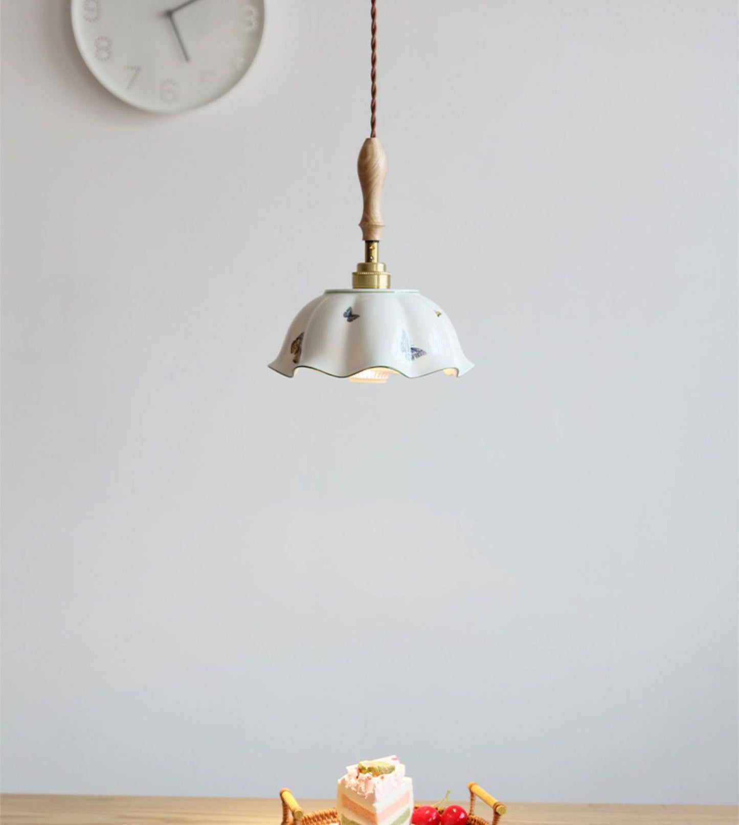 Flower Ceramic Wood Pendant Light - 115PL - Modefinity