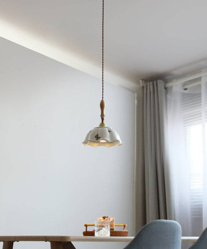 Flower Ceramic Wood Pendant Light - 115PL - Modefinity