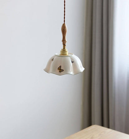 Flower Ceramic Wood Pendant Light - 115PL - Modefinity