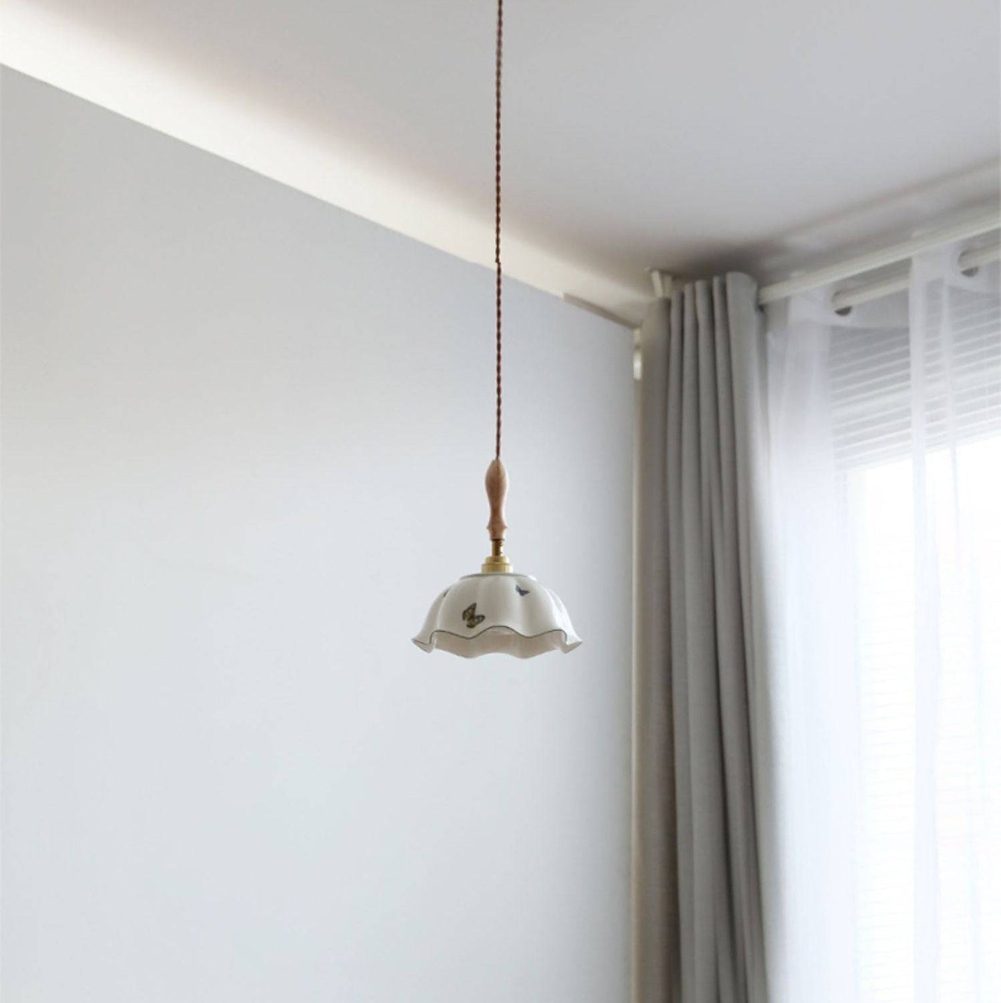 Flower Ceramic Wood Pendant Light - 115PL - Modefinity