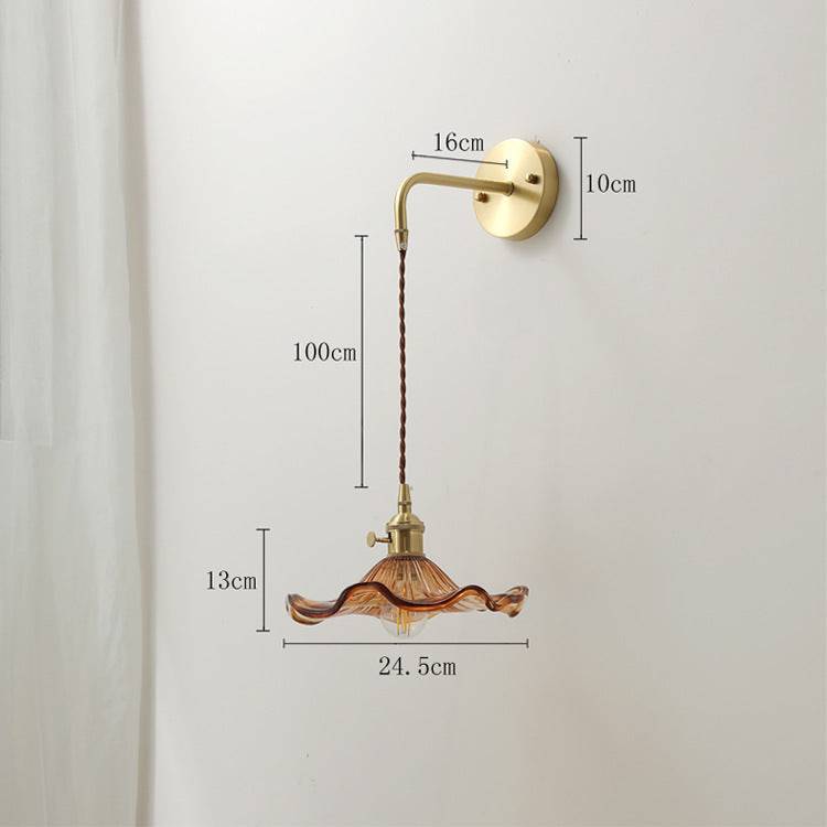 Flower Glass Brass Wall Light - 209GBWL - Modefinity