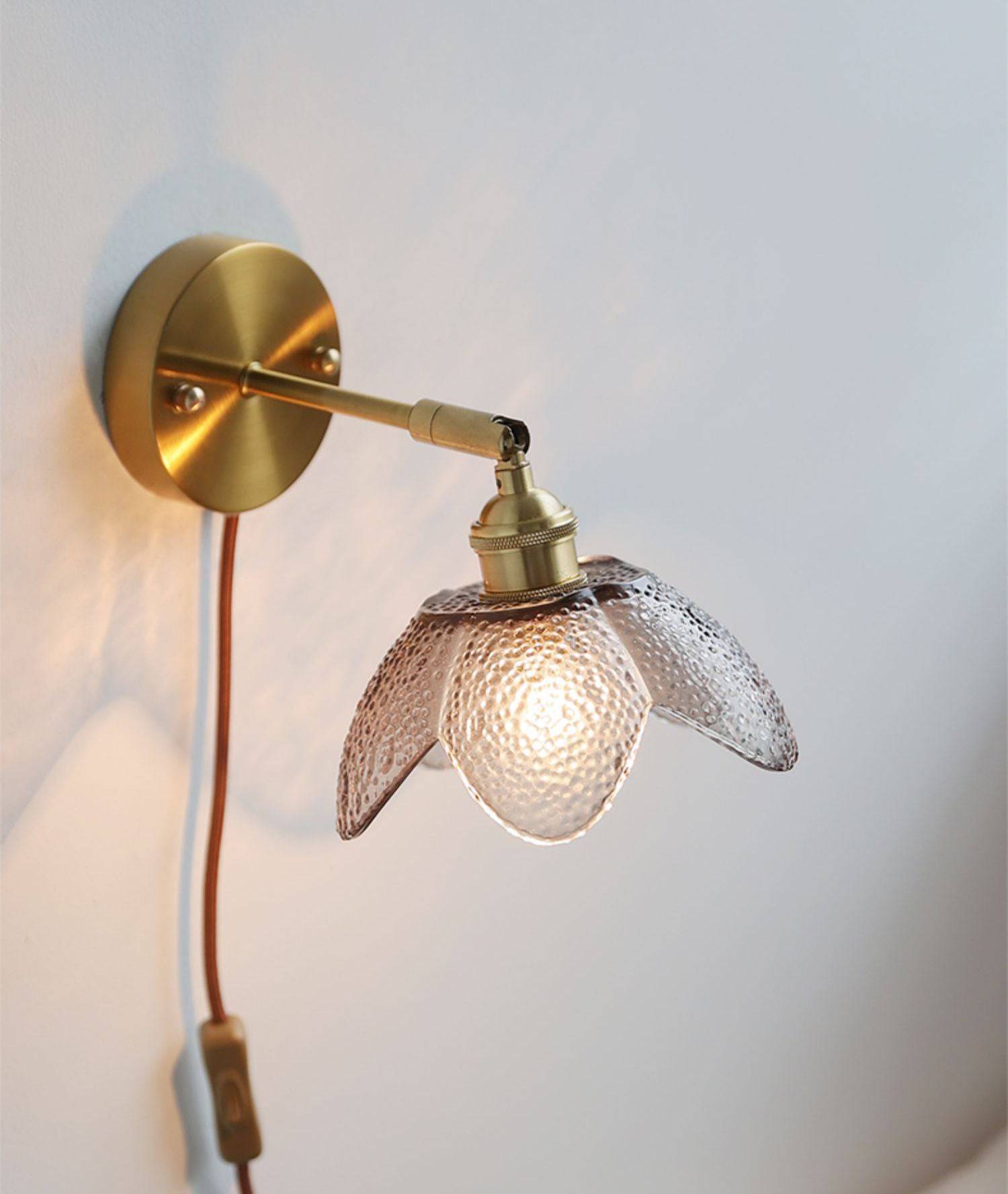 Flower Glass Plug In Wall Sconce Light - 225GBWL - Modefinity