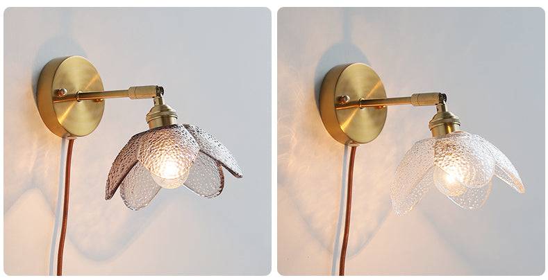 Flower Glass Plug In Wall Sconce Light - 225GBWL - Modefinity