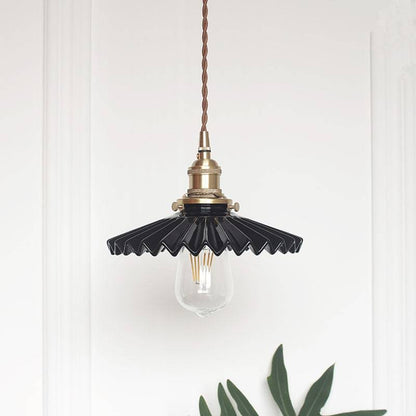 Fluted Ceramic Brass Pendant Light - 120PL - Modefinity