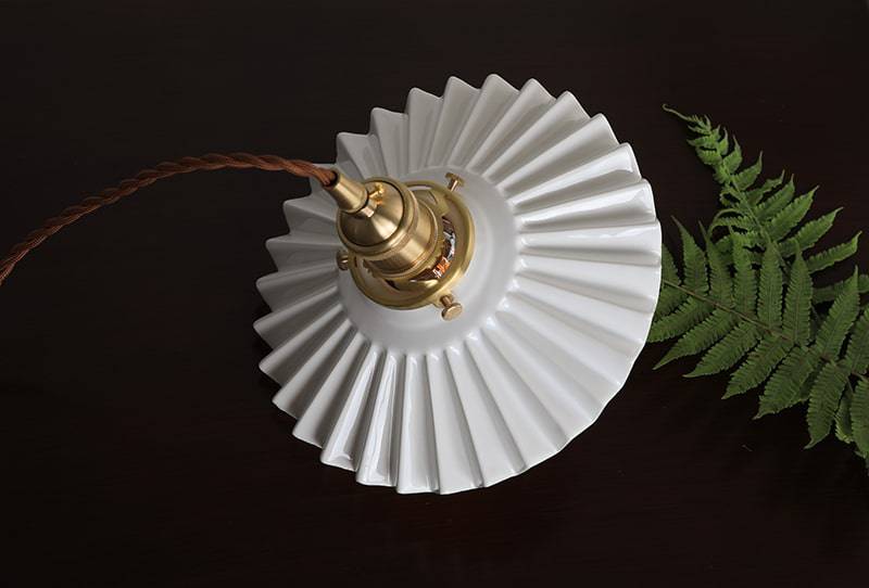 Fluted Ceramic Brass Pendant Light - 120PL - Modefinity