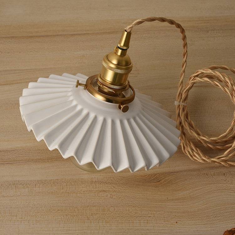 Fluted Ceramic Brass Pendant Light - 121PL - Modefinity