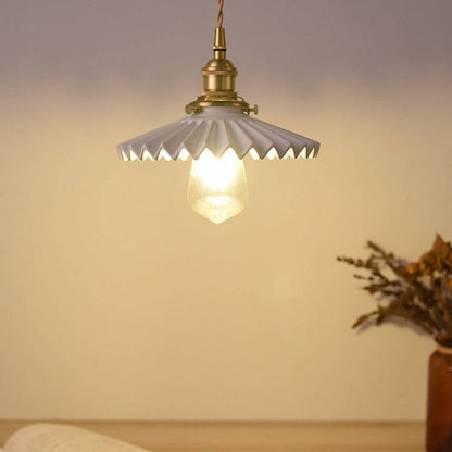 Fluted Ceramic Brass Pendant Light - 121PL - Modefinity