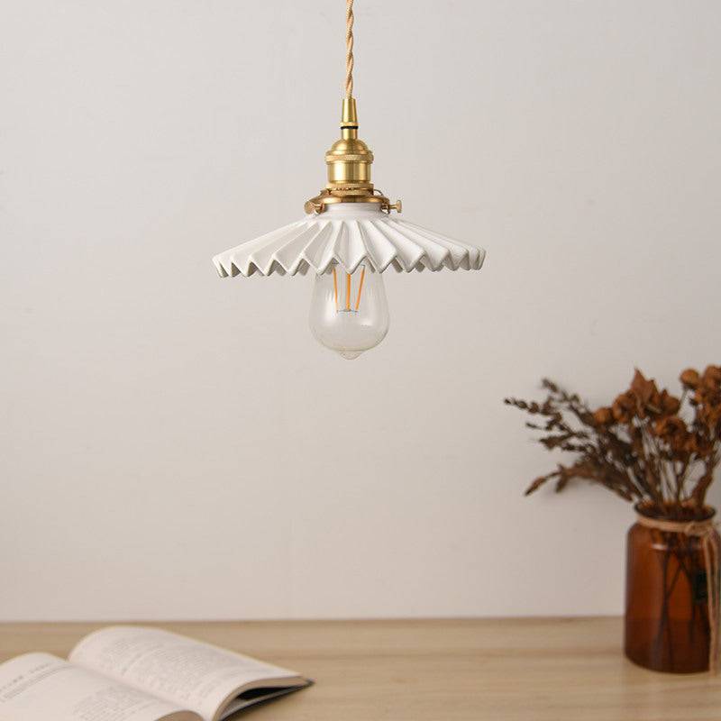 Fluted Ceramic Brass Pendant Light - 121PL - Modefinity