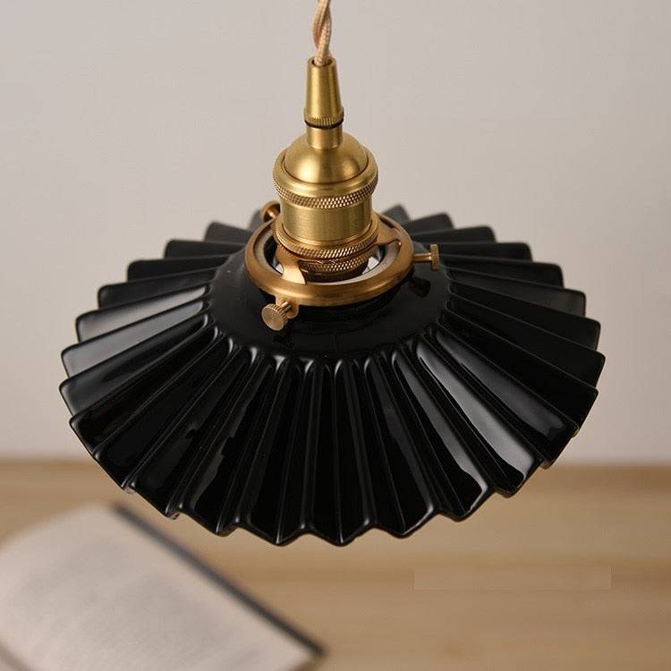 Fluted Ceramic Brass Pendant Light - 121PL - Modefinity