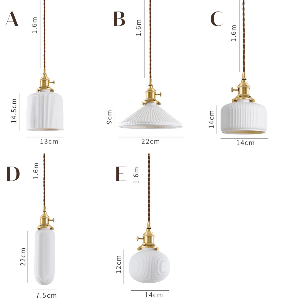 Fluted Ceramic Pendant Light - 111PL - Modefinity