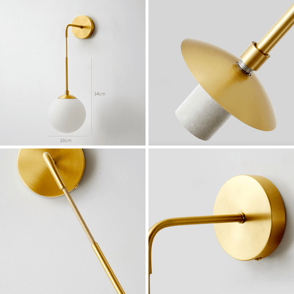 Frosted Glass Brass Wall Light - 234GBWL - Modefinity