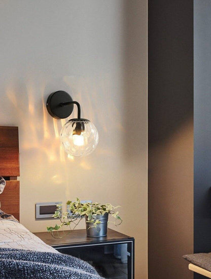 Glass Globe Black Brass Wall Light - 207GBWL - Modefinity