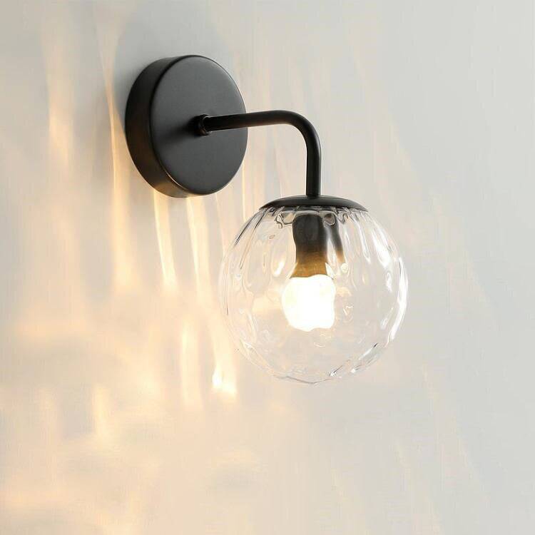 Glass Globe Black Brass Wall Light - 207GBWL - Modefinity