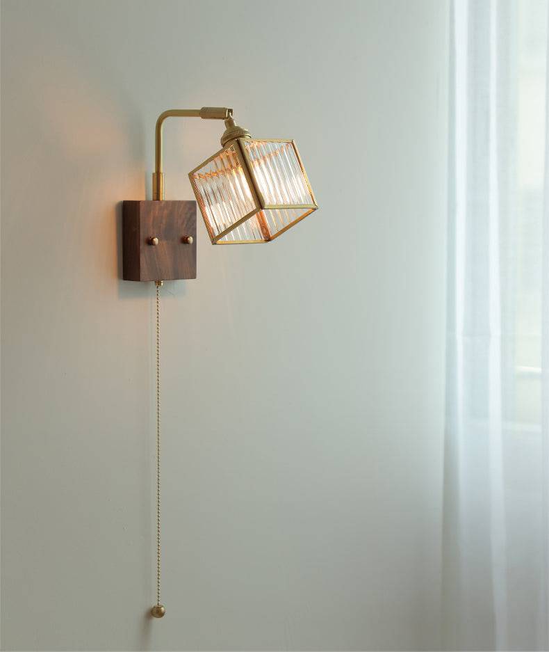 Glass Wall Light With Wood Plate - 102WL - Modefinity