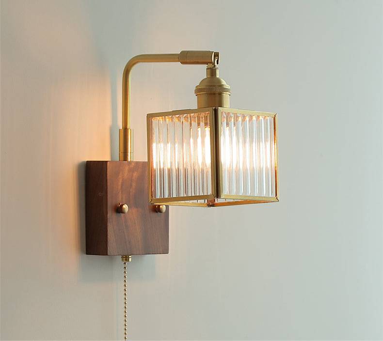 Glass Wall Light With Wood Plate - 102WL - Modefinity