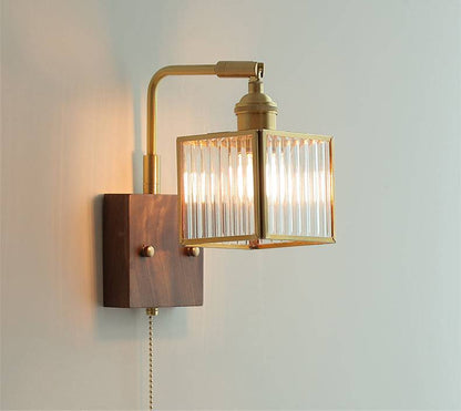 Glass Wall Light With Wood Plate - 102WL - Modefinity