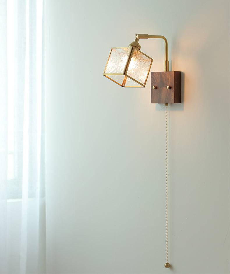 Glass Wall Light With Wood Plate - 102WL - Modefinity