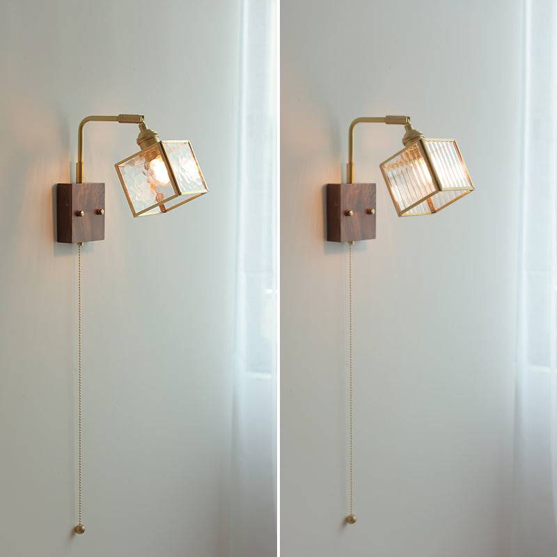 Glass Wall Light With Wood Plate - 102WL - Modefinity