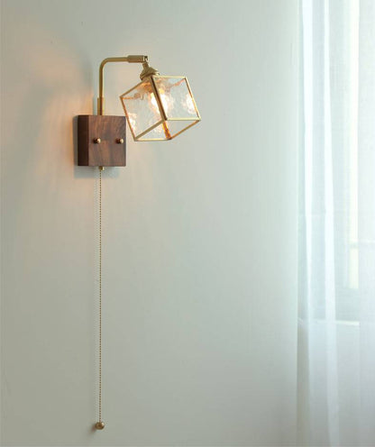 Glass Wall Light With Wood Plate - 102WL