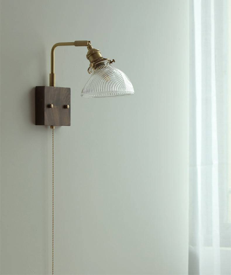 Glass Wall Light With Wood Plate - 103WL - Modefinity