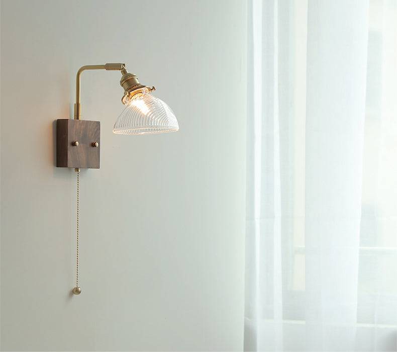 Glass Wall Light With Wood Plate - 103WL - Modefinity