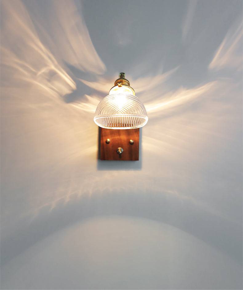 Glass Wall Light With Wood Plate - 105WL - Modefinity