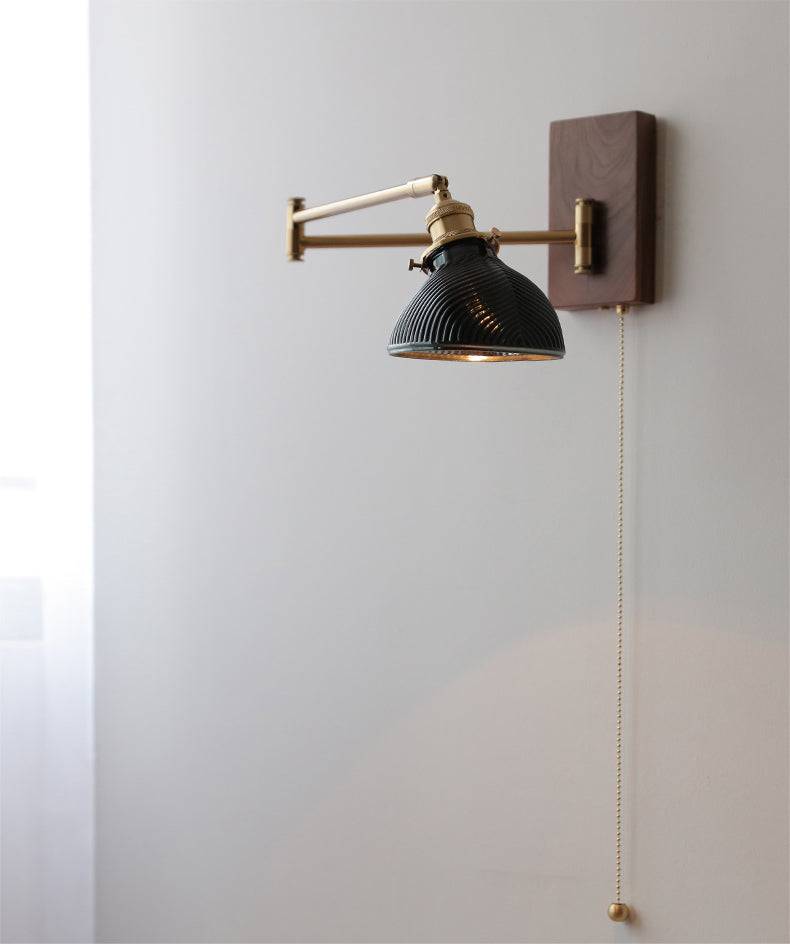 Glass Wall Light With Wood Plate - 106WL - Modefinity