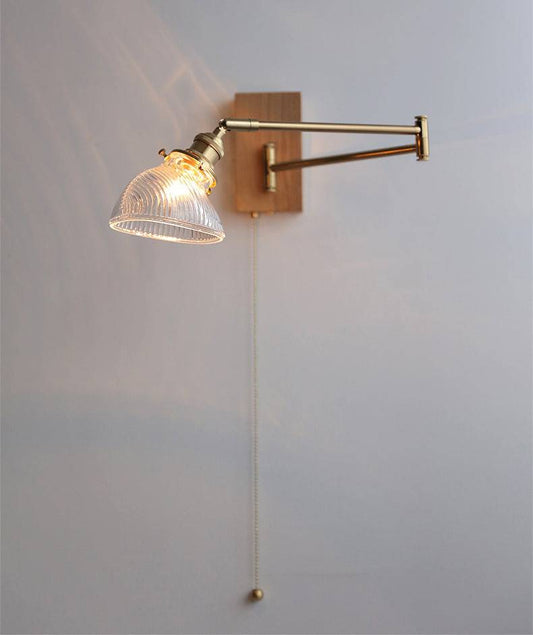 Glass Wall Light With Wood Plate - 106WL - Modefinity