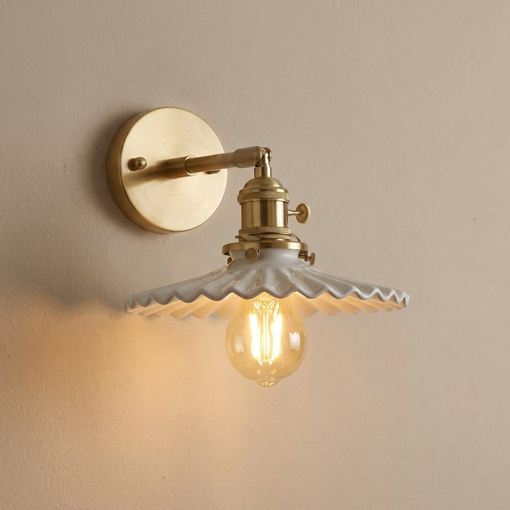 Fluted White Ceramic Wall Light - 218ST - Modefinity