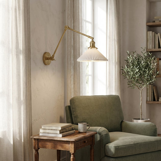 Swing Arm White Ceramic Wall Light - 227ST - Modefinity