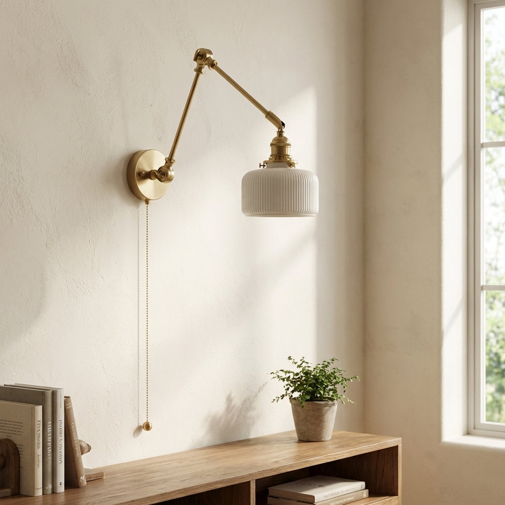 Swing Arm White Ceramic Wall Light - 220ST - Modefinity