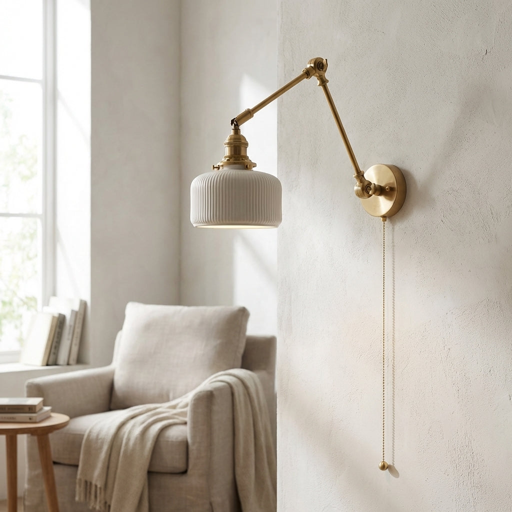 Swing Arm White Ceramic Wall Light - 220ST - Modefinity