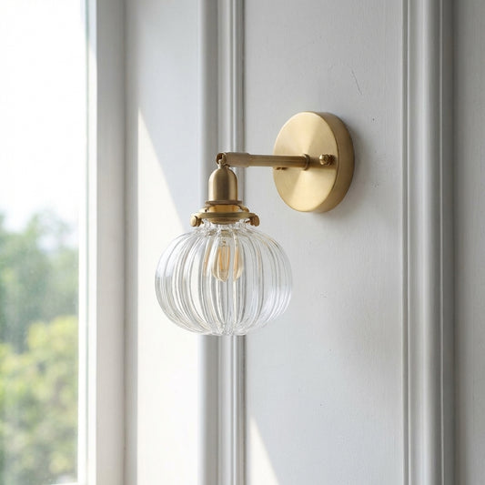 Clear Glass Brass Wall Light - 233GBWL - Modefinity