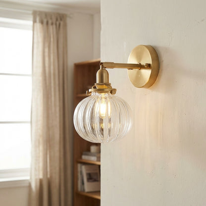 Clear Glass Brass Wall Light - 233GBWL - Modefinity