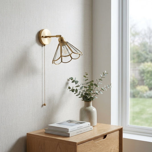 Glass Brass Wall Light - 212GBWL - Modefinity