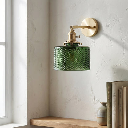 Green Glass Brass Wall Light - 232GBWL - Modefinity