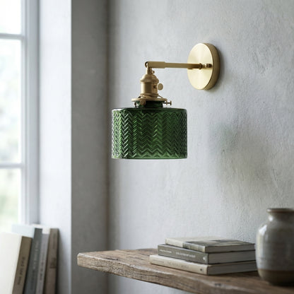 Green Glass Brass Wall Light - 232GBWL - Modefinity