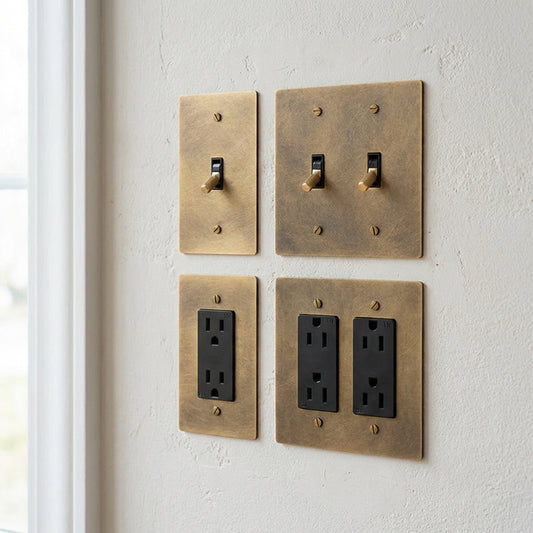 Vintage Brass Toggle Light Switches & Power Outlets – Complete Functional Set - Modefinity