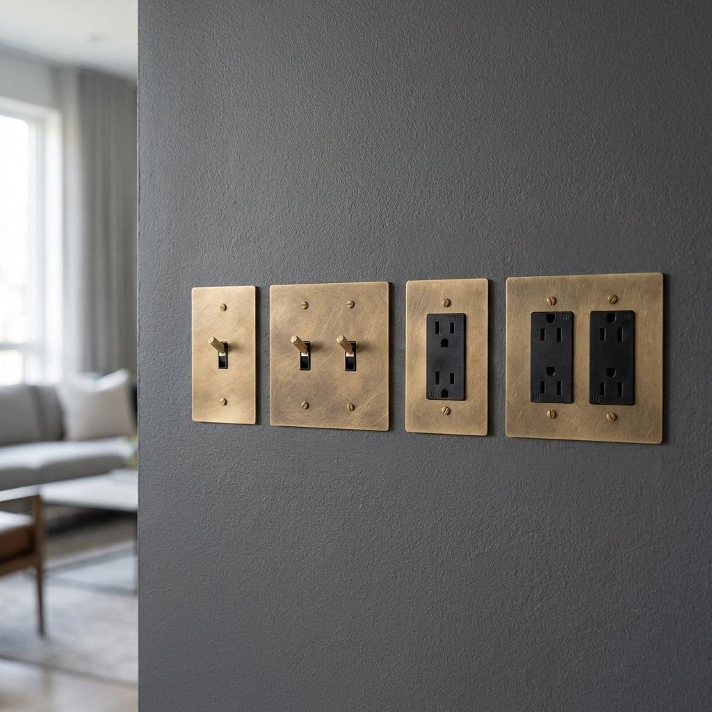 Vintage Brass Toggle Light Switches & Power Outlets – Complete Functional Set - Modefinity