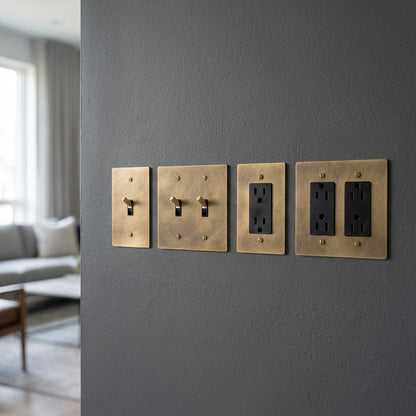 Vintage Brass Toggle Light Switches & Power Outlets – Complete Functional Set - Modefinity