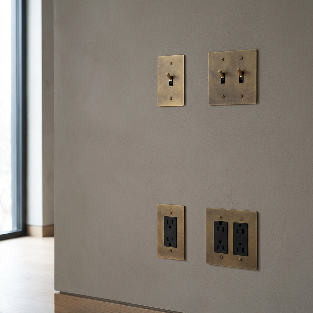 Vintage Brass Toggle Light Switches & Power Outlets – Complete Functional Set - Modefinity