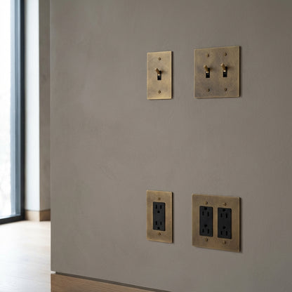 Vintage Brass Toggle Light Switches & Power Outlets – Complete Functional Set - Modefinity