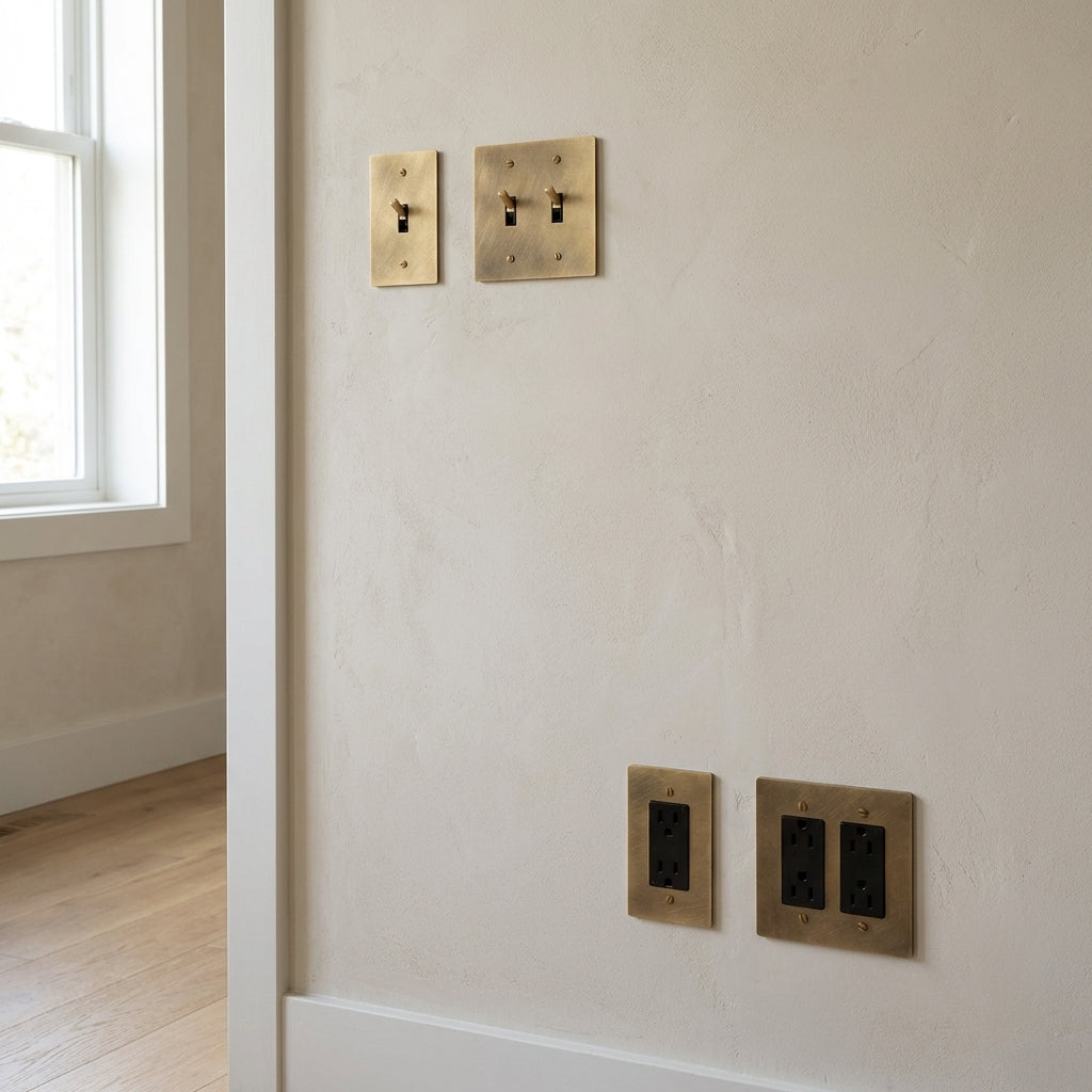 Vintage Brass Toggle Light Switches & Power Outlets – Complete Functional Set - Modefinity